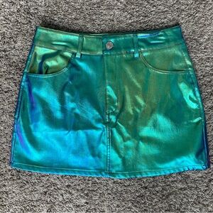 Metallic Faux Leather Skirt